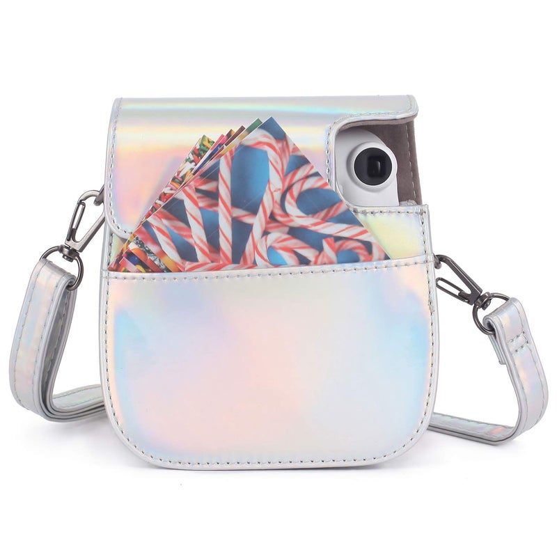 Phetium Instant mini 12 Camera Protective Case Compatible with Instax Mini 12 11,PU Leather Bag with Pocket and Adjustable Shoulder Strap (Magic Silver) - Image 5